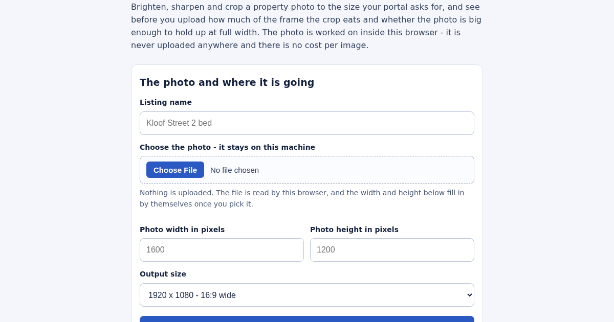 Listing Photo Enhancer for South African Property Listings